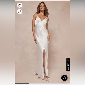 Lulus White Satin Botton-down Maxi Dress